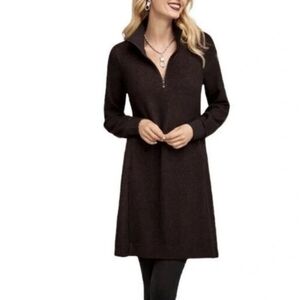 NWOT CAbi Cuddle Dress Heathered Charcoal & Rose Long-Sleeve, Sz S